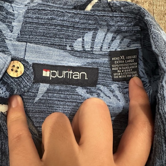 Puritan Men's Short Sleeve Sail Fish Print Rayon Hawaiian Shirt Blue XL Vintage - Picture 4 of 5